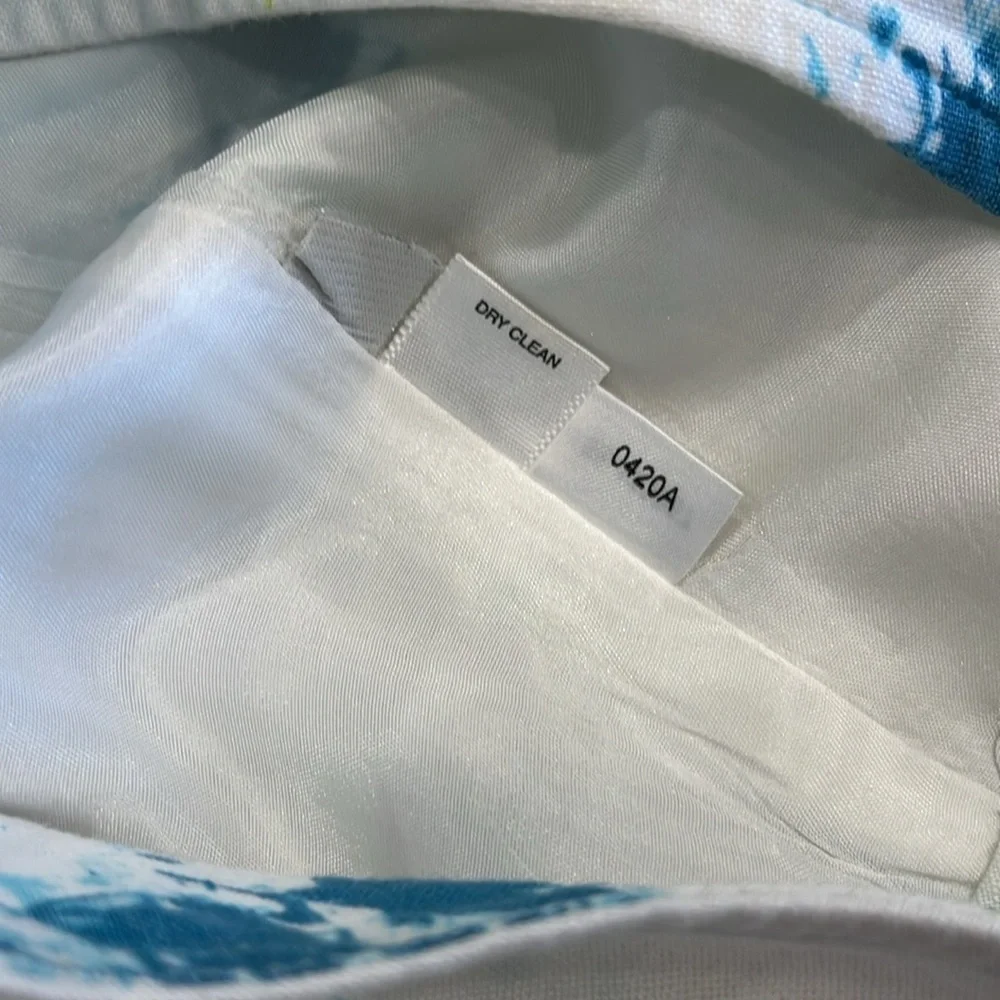 Ann Taylor | 100% Linen Floral Pencil Skirt | White‎ & Blue | Petite Size 4 (4P)